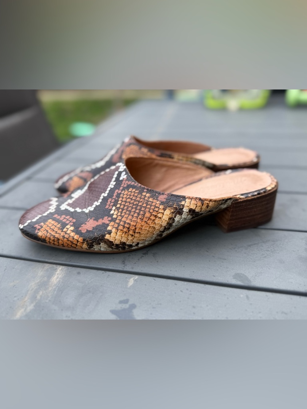 Madewell Alicia Mules in Snake-Embossed Print - Size 7.5